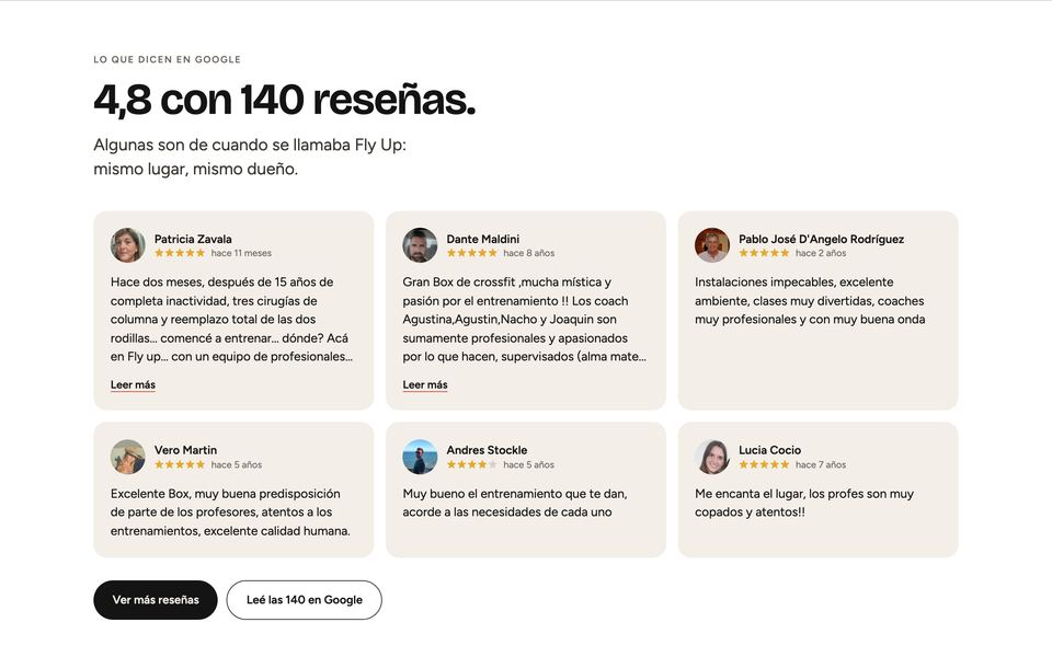 Reseñas de Google con la foto de cada alumno