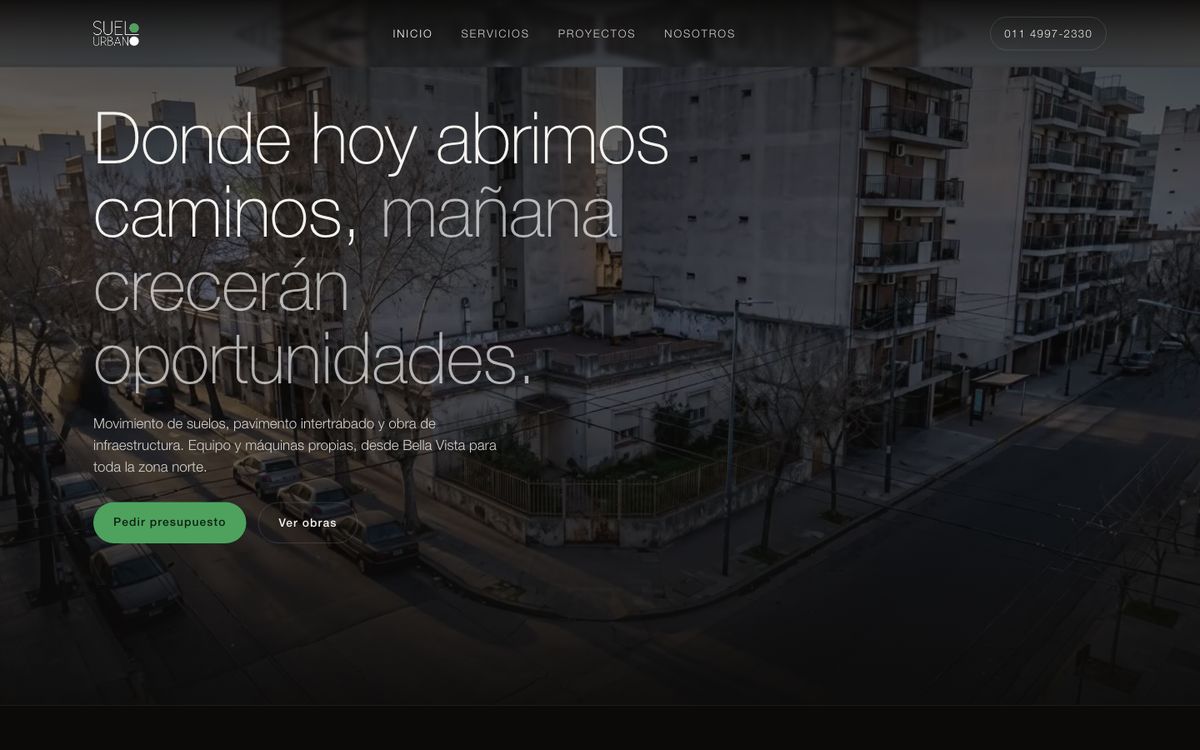 Página web de Suelo Urbano, movimiento de suelo en Bella Vista